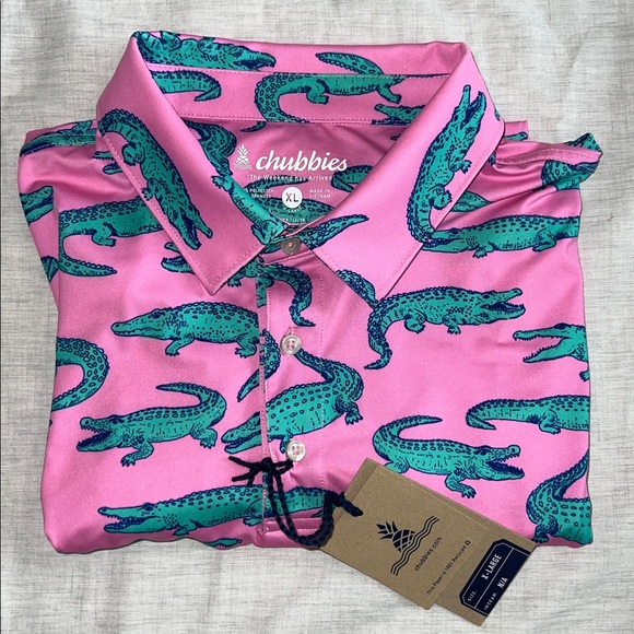 Chubbies Pink and Blue Alligator Polo Shirt - Picture 6 of 6